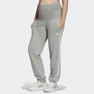 Adidas Maternity Essentials Cotton 3-Stripes Pants women's sz L grey